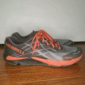 Merrell Bare Access J09654 Gray Orange Running Shoes Lace Up Low Top Women's 8.5